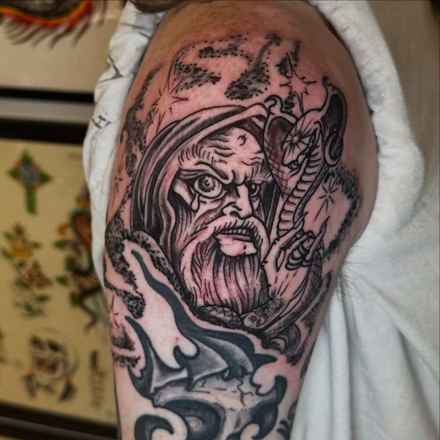 Couple of fresh ones for my bud Randy, plus a video of a bunch of healed stuff. Almost done with the arm! 

Arrow not done by me.