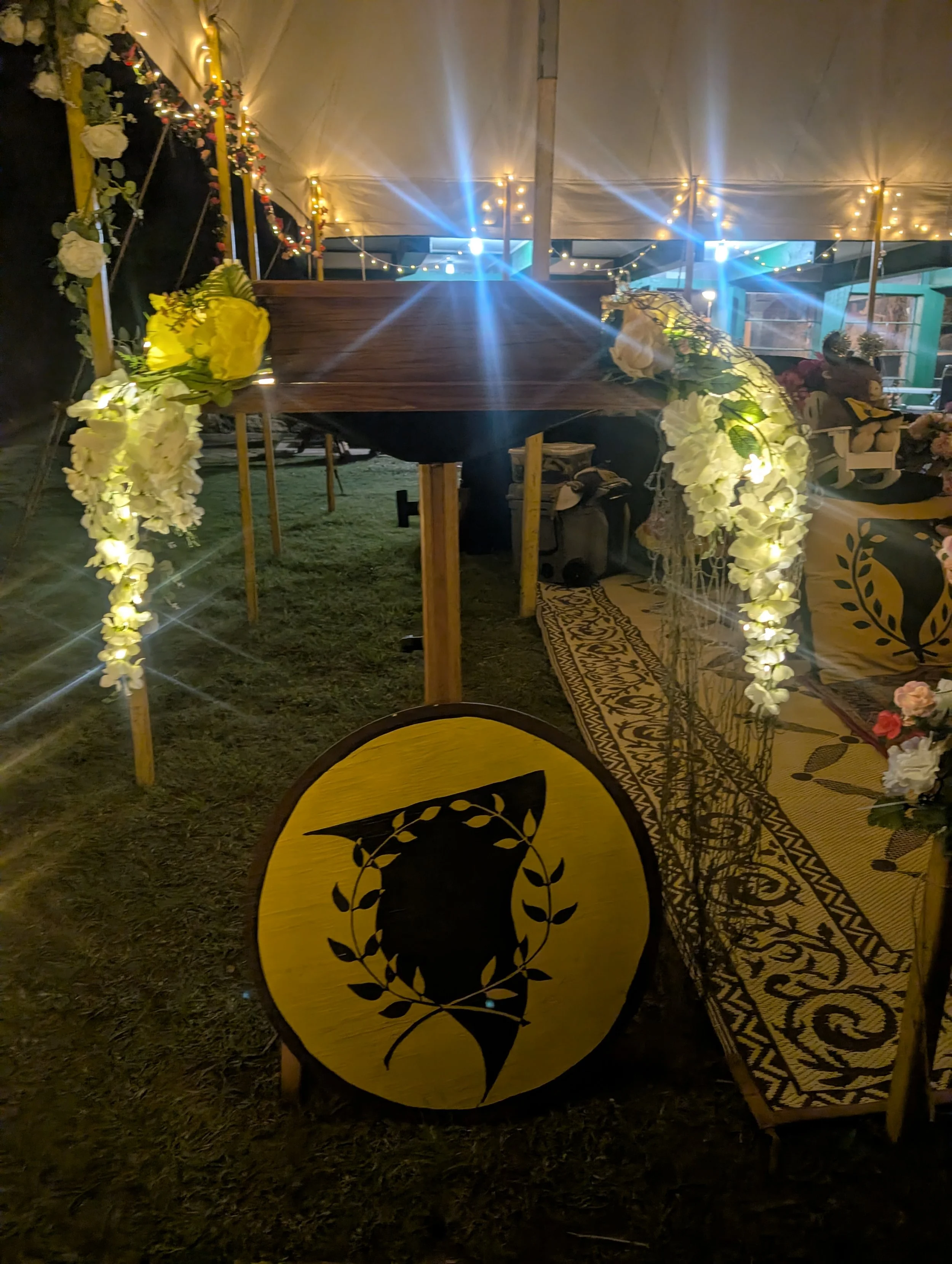 Baronial podium close up night