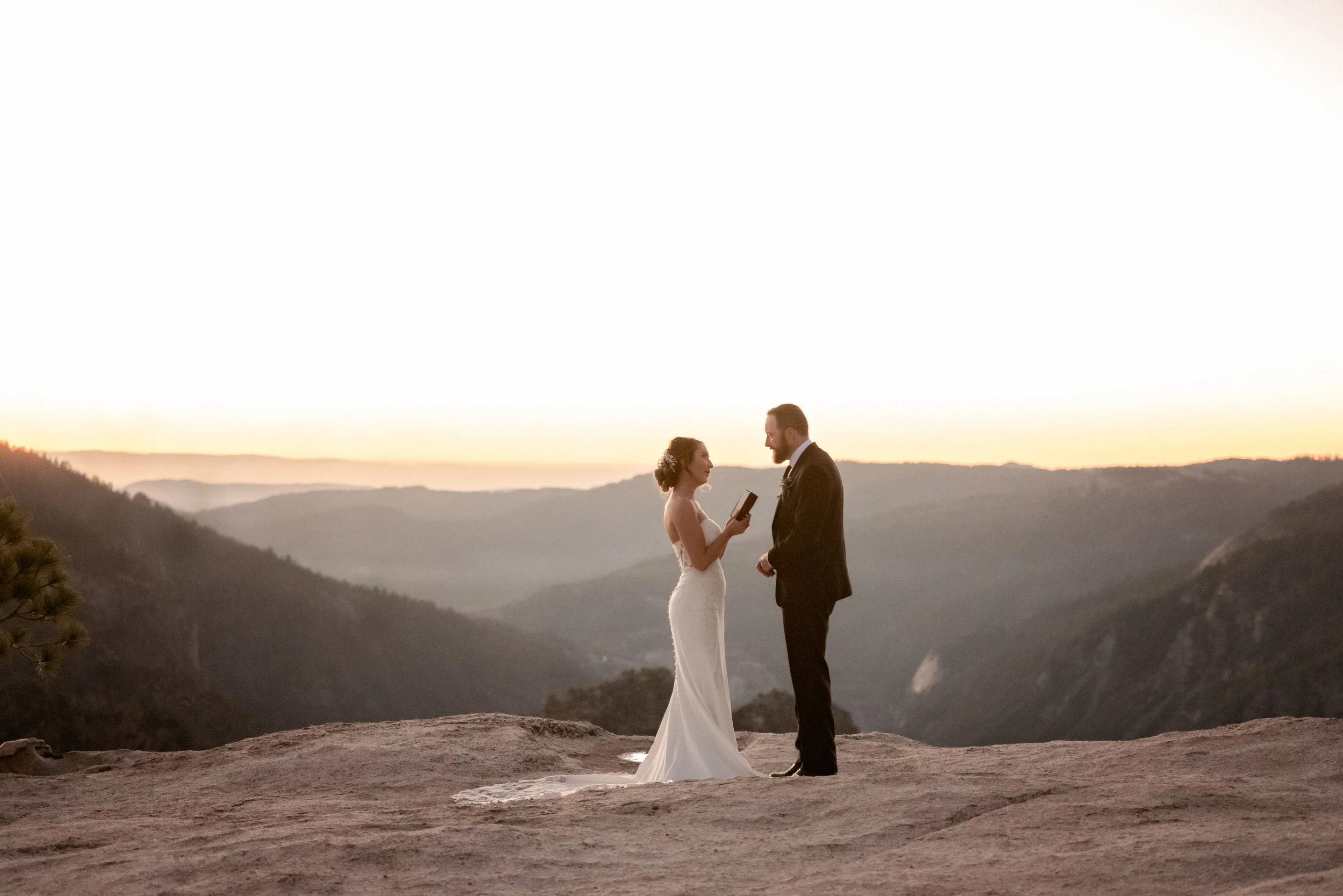 Bride and grooms hared a private vow at Taft Point in Yosemite