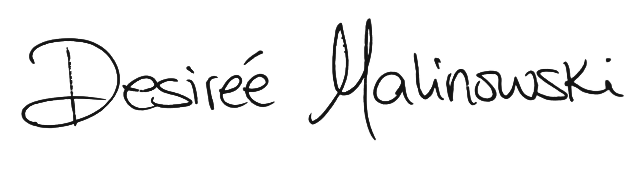 The image features a handwritten signature that reads "Desireé Yahuanask" in black ink on a transparent background.