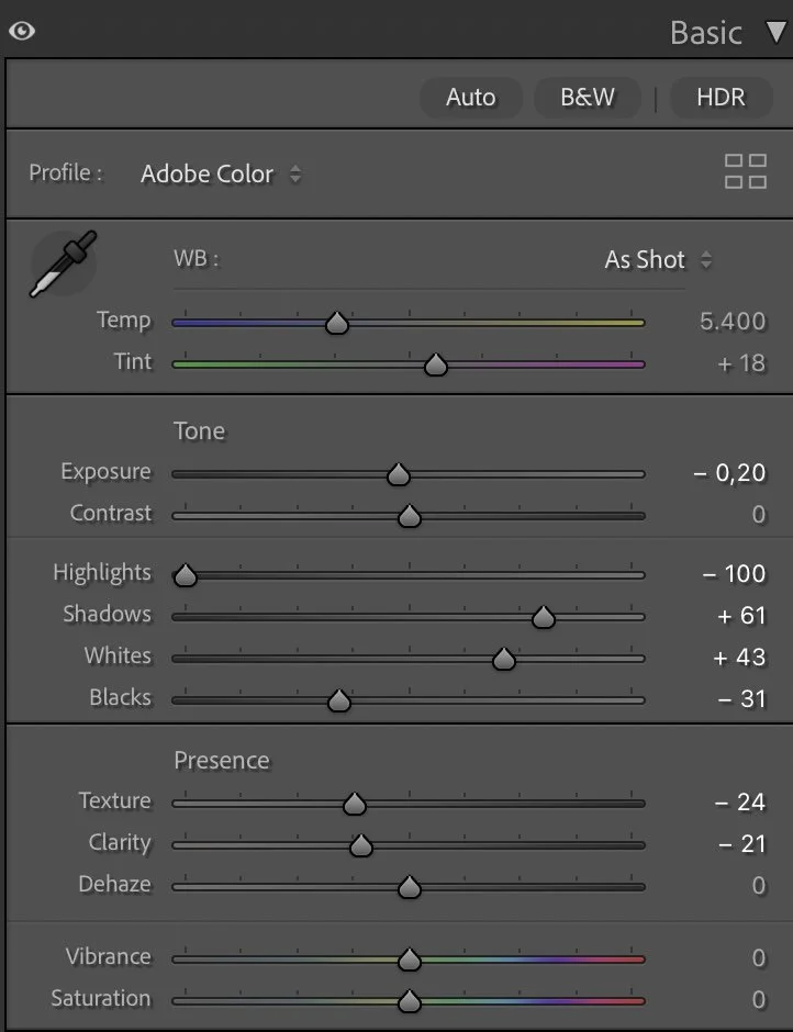 Exposure and basic adjustments