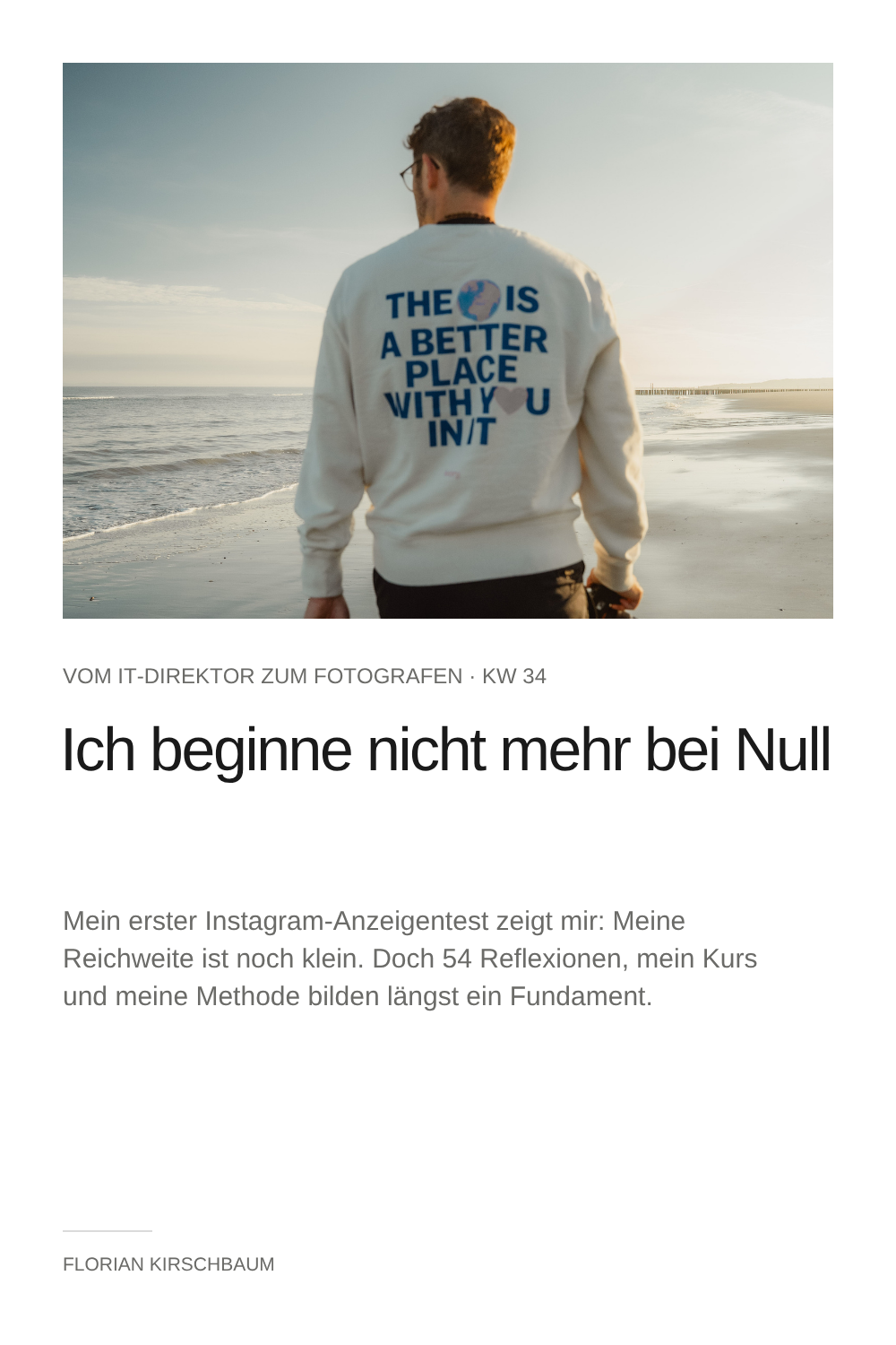 Wochenreflexion #57/ KW 35 2026 – Ich beginne nicht mehr bei null