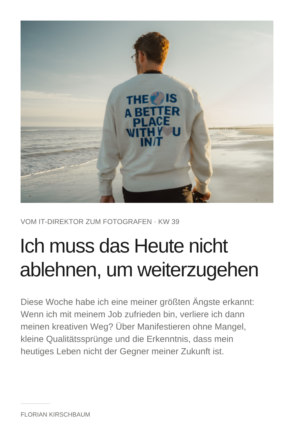 Wochenreflexion #62 KW40 – Warum Zufriedenheit mich nicht vom Ziel entfernt