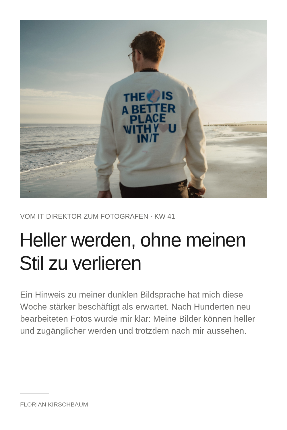 Wochenreflexion #63 KW41 – Heller werden, ohne meinen Stil zu verlieren