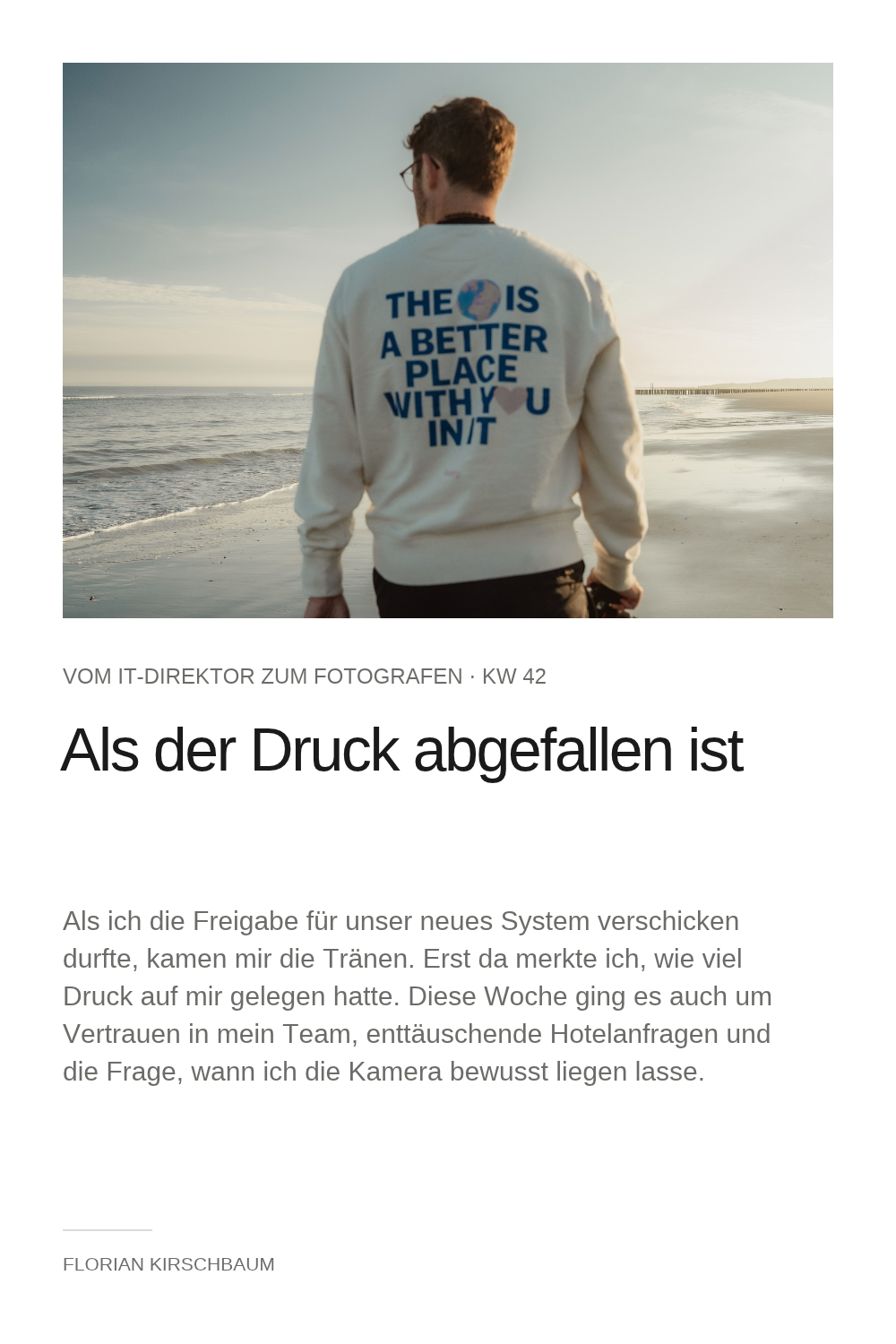 Wochenreflexion #64 KW42 – Als der Druck abgefallen ist