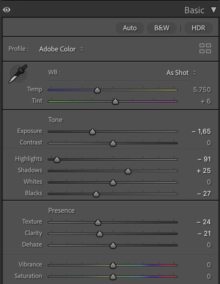 Exposure and basic adjustments