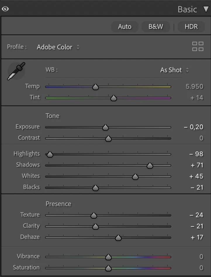 Exposure and basic adjustments