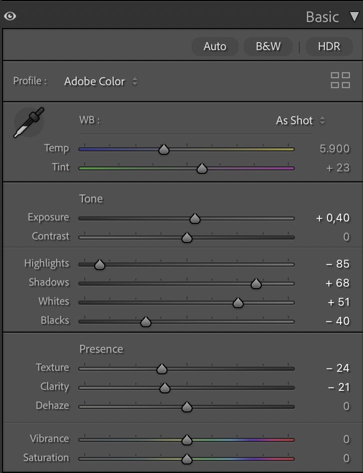 Exposure and basic adjustments