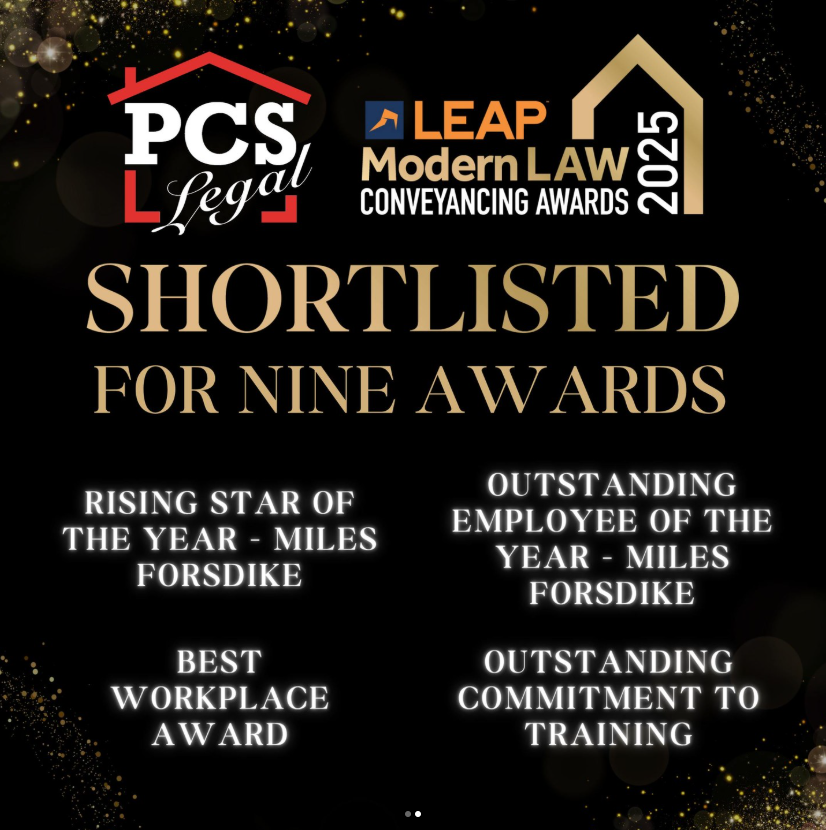 Announcement of PCS Legal being shortlisted for Nine awards at the Leap Modern Law Awards 2025