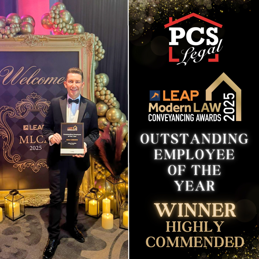 Announcement of PCS Legal's Miles Forsdike as the winner of Outstanding Employee of the Year at the Leap Modern Law Awards 2025.