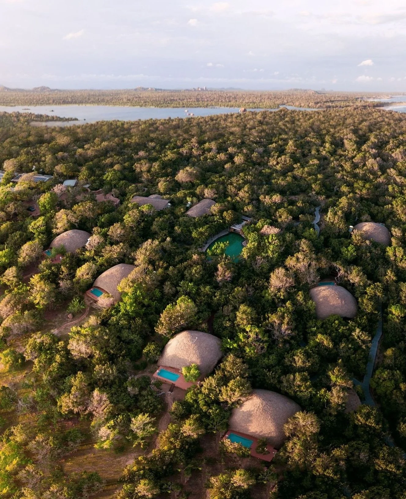 📍Sri Lanka 

The palm-thatched cabins of Uga Chena Huts sit between sea and jungle on the border of Sri Lanka&rsquo;s wildlife hotspot, Yala National Park. With just 18 huts (each with its own private pool) scattered across nine acres of land, you&r