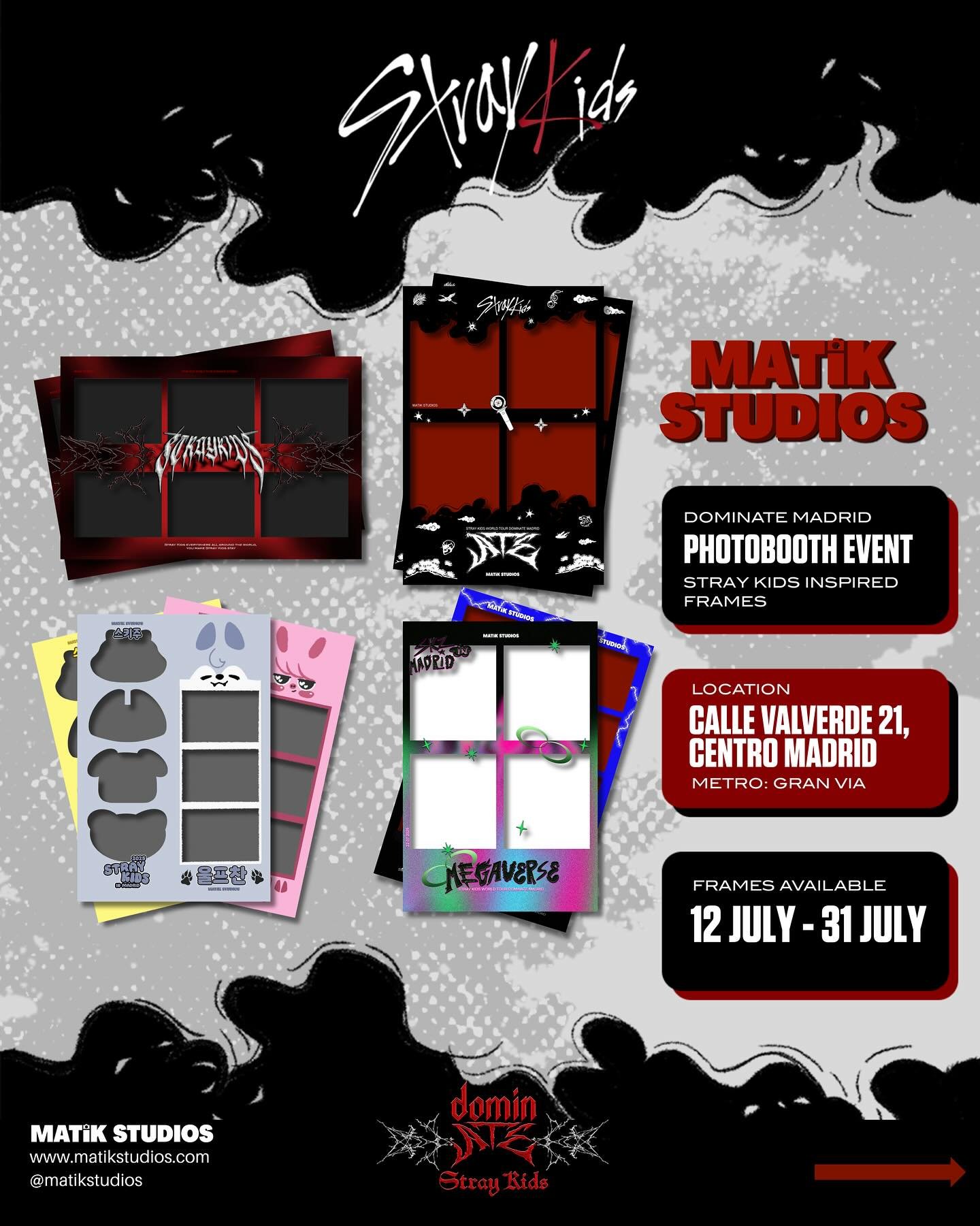 STAYs &mdash; &iexcl;la cuenta atr&aacute;s ha comenzado y estamos igual de emocionados que ustedes! 🔥
Para celebrar la llegada de Stray Kids a Madrid, lanzamos marcos exclusivos inspirados en SKZ en Matik Studios 🖤
Ya sea para presumir a tu bias o
