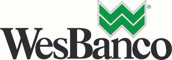 WesBanco logo with green and white emblem and company name in black font