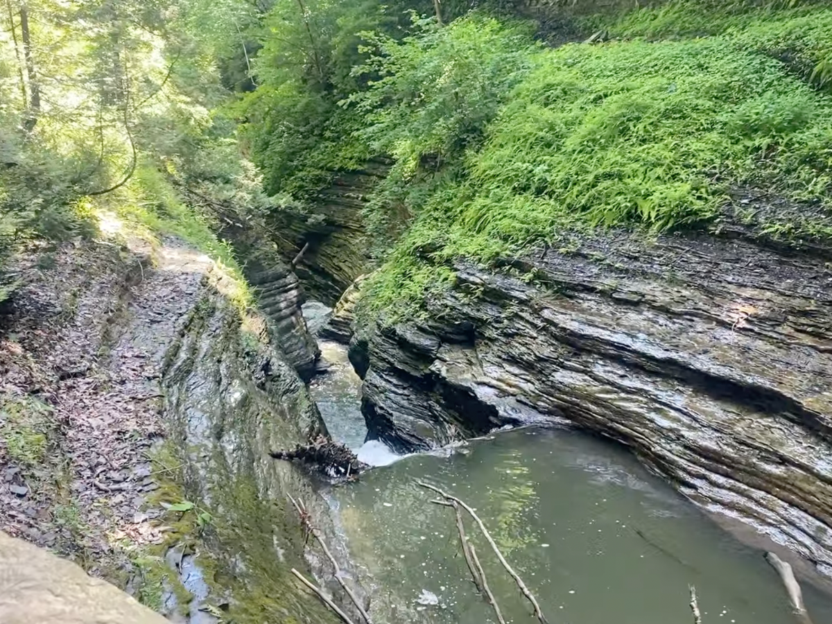 Water flowing downstream Watkins Glen Gorge.