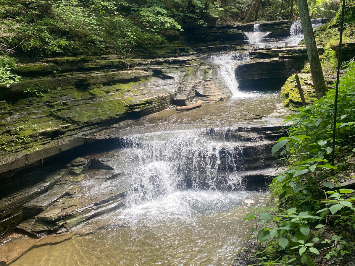 Water flowing down the Gorge trail at Buttermilk Falls
