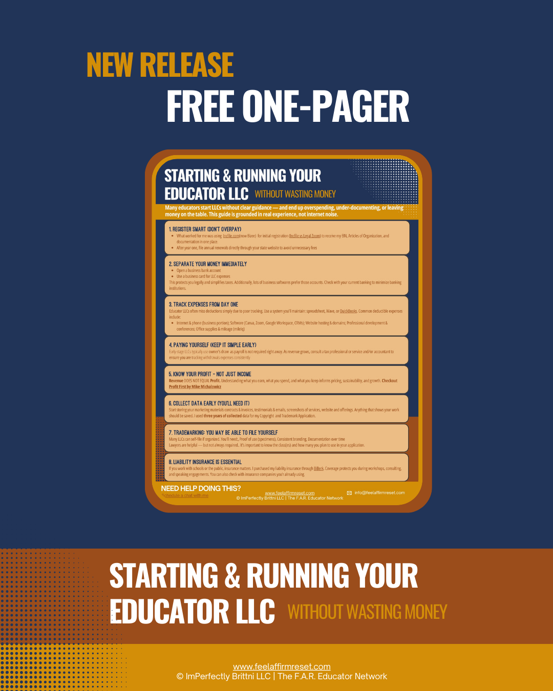 Starting & Running Your Educator LLC One-Pager