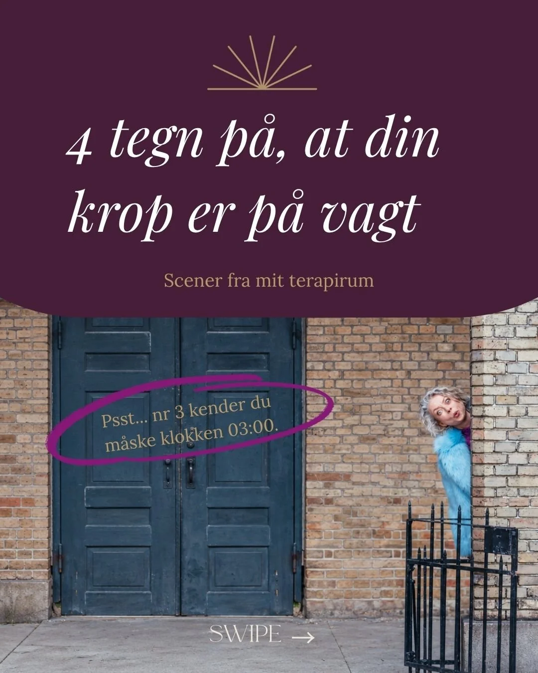 Nogen af dem, der kommer ind ad min d&oslash;r, ved ikke, at deres krop er p&aring; vagt.

De ved bare, at de ikke kan slappe af. At k&aelig;ben g&oslash;r ondt. At de v&aring;gner klokken 03:00.

&Aring;rsagen er et nervesystem, der stadig holder &o