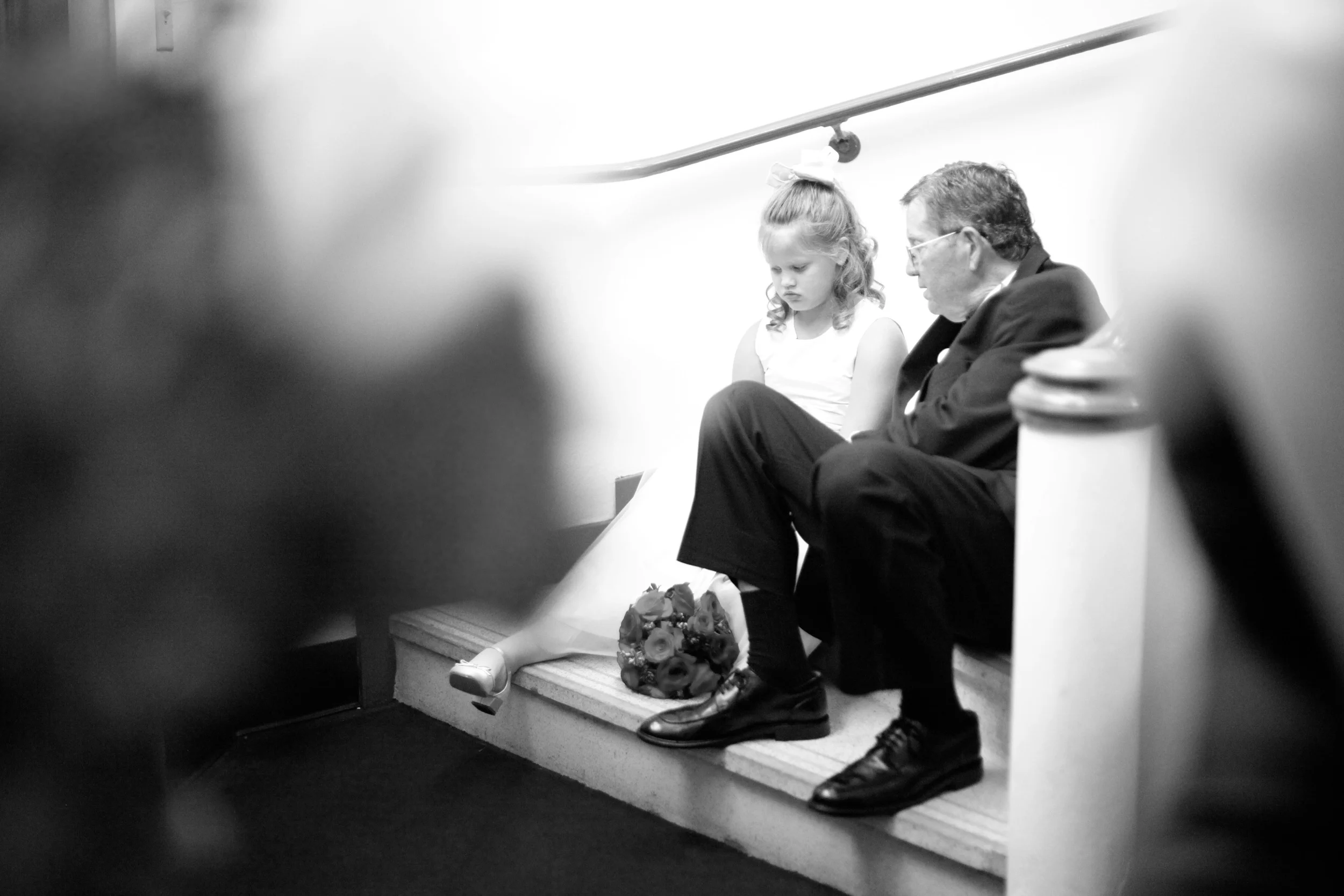  This is the FOG (father of the groom) prep talking the flower girl. &nbsp;There's a lot of down time before the ceremony and this sweet little girl did AWESOME! &nbsp;She was a trooper the entire day and the PERFECT flower girl! &nbsp;I have it on h