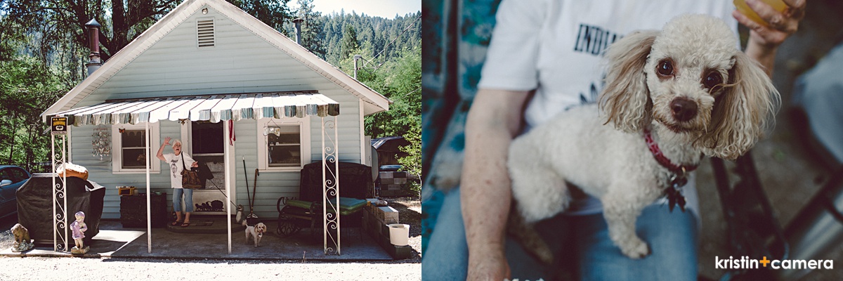  Here's the outside of the cabin. &nbsp;And the dog? &nbsp;That's Duke. &nbsp;We had some serious "together" time while I was there. &nbsp;I wish I could train Kanga so easily.    