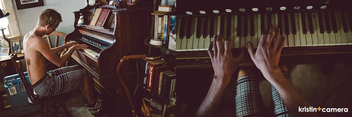  We'd hang out at Mom's some during the day and they have an old organ. Noah is such a great player. &nbsp;       