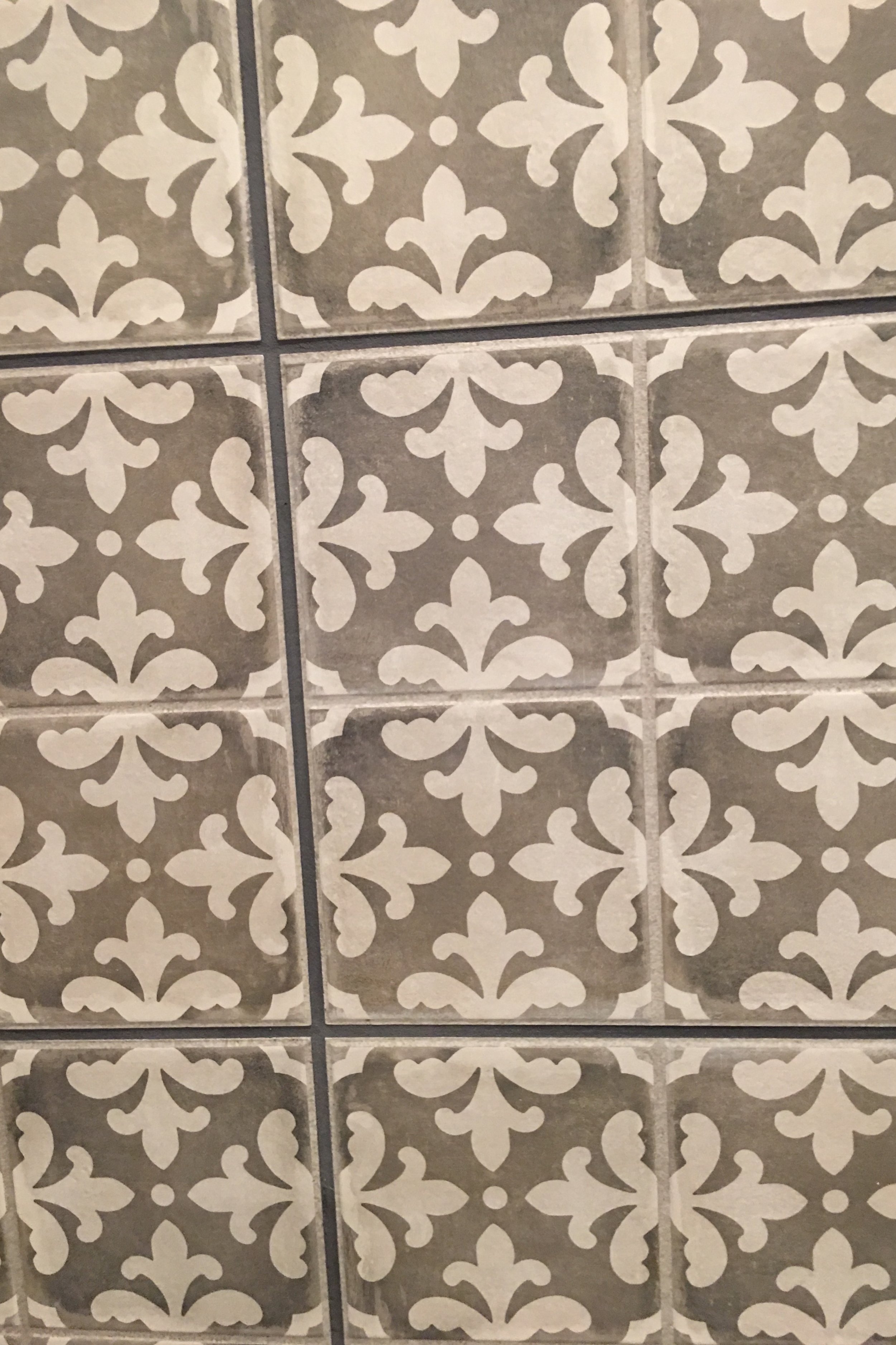  Lots of patterned tile was used in the homes. &nbsp;Many were a muted grey, but several were high contrast and even painted. 