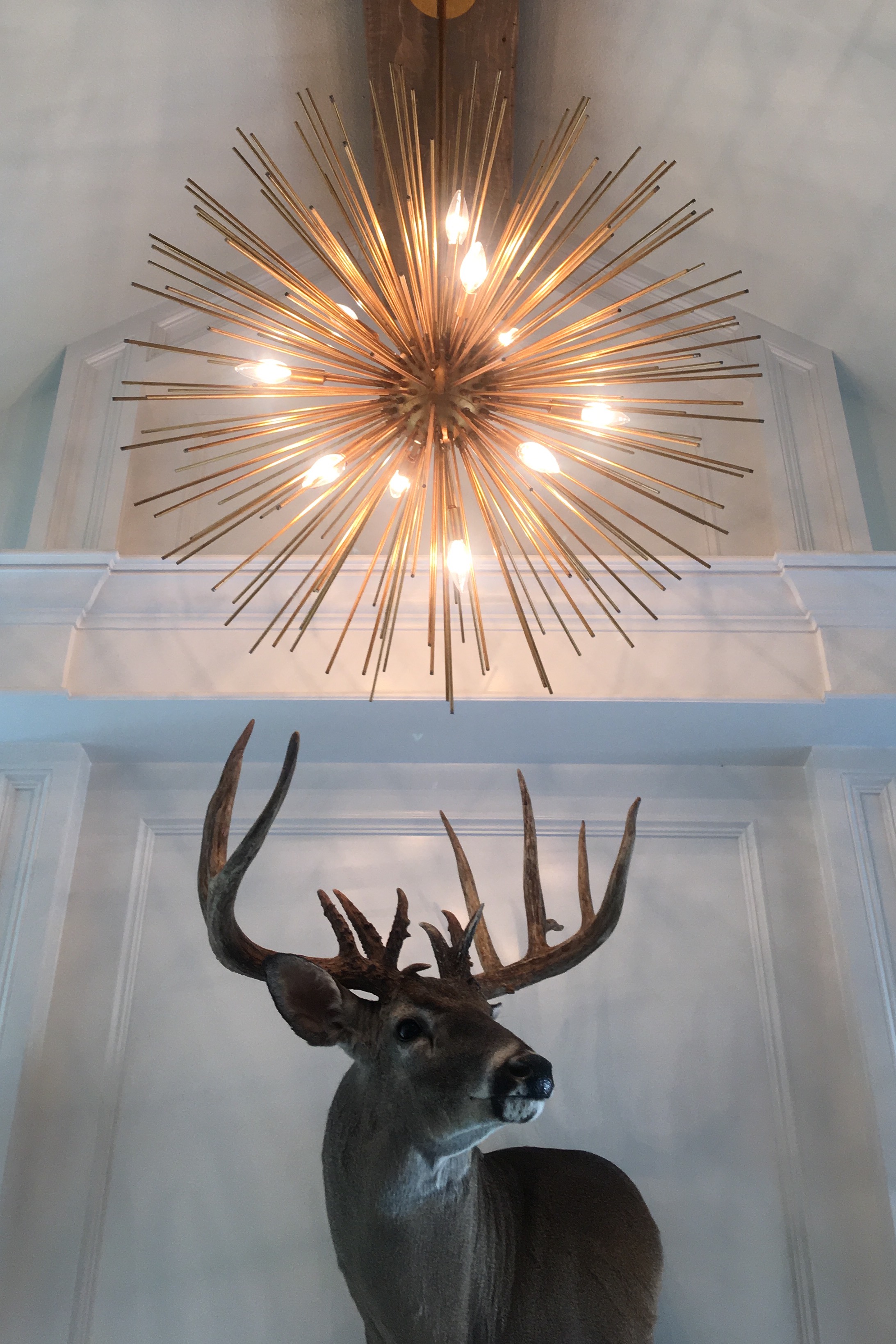  I loved this light in this home! &nbsp;We are doing a lot of white on white in our farm house and I'm accenting with gold and warm tones throughout the home. &nbsp;This would be perfect for the dining room or living area. &nbsp; 