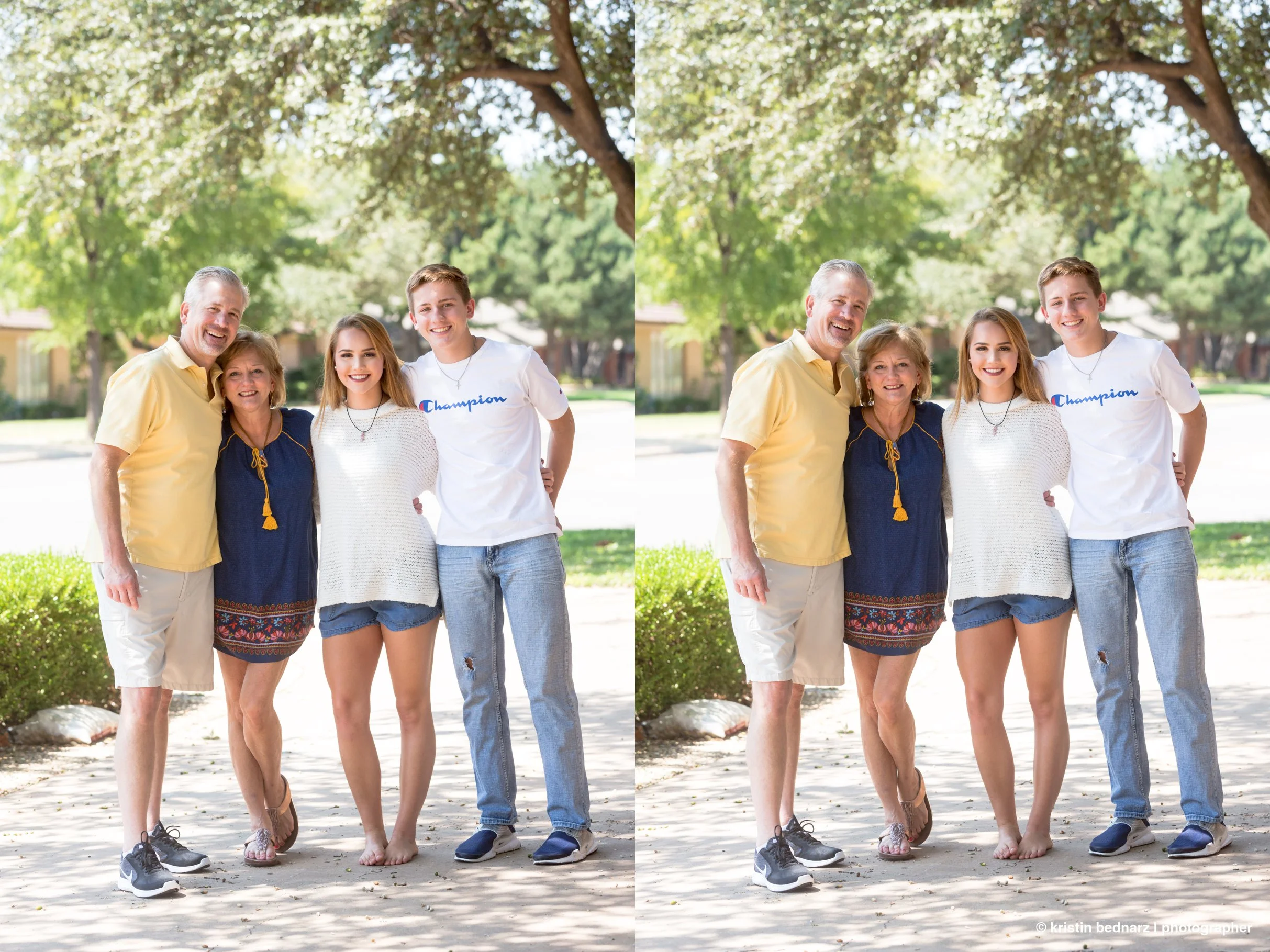  I needed their session with a quick hug on the driveway. &nbsp;I did this for a couple of reasons. &nbsp;It got them close and in better lighting then the front porch. &nbsp;The driveway is a natural reflector and I had more space to pull back with 