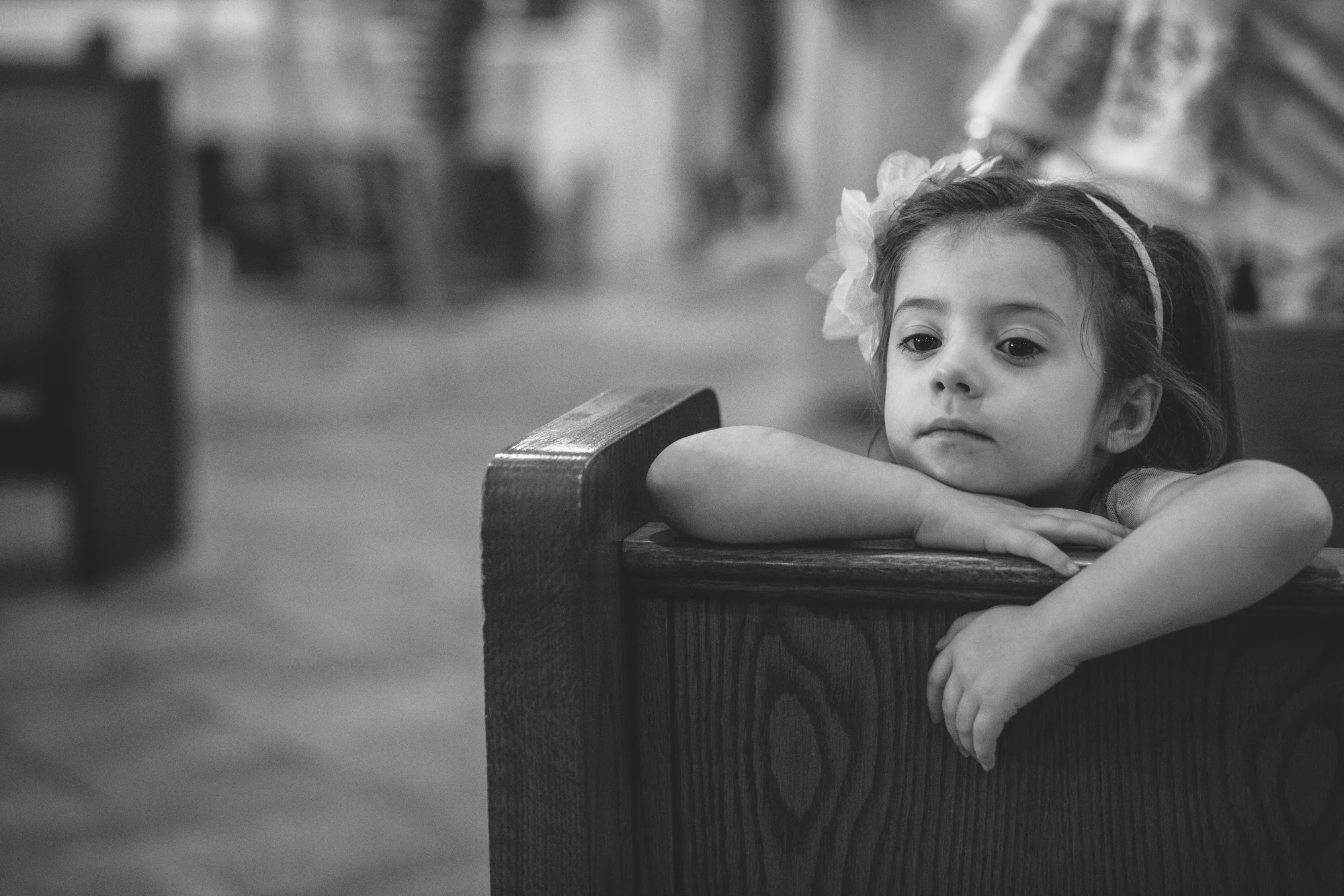  She was waiting to see the bride in her dress!  I think everyone was! 