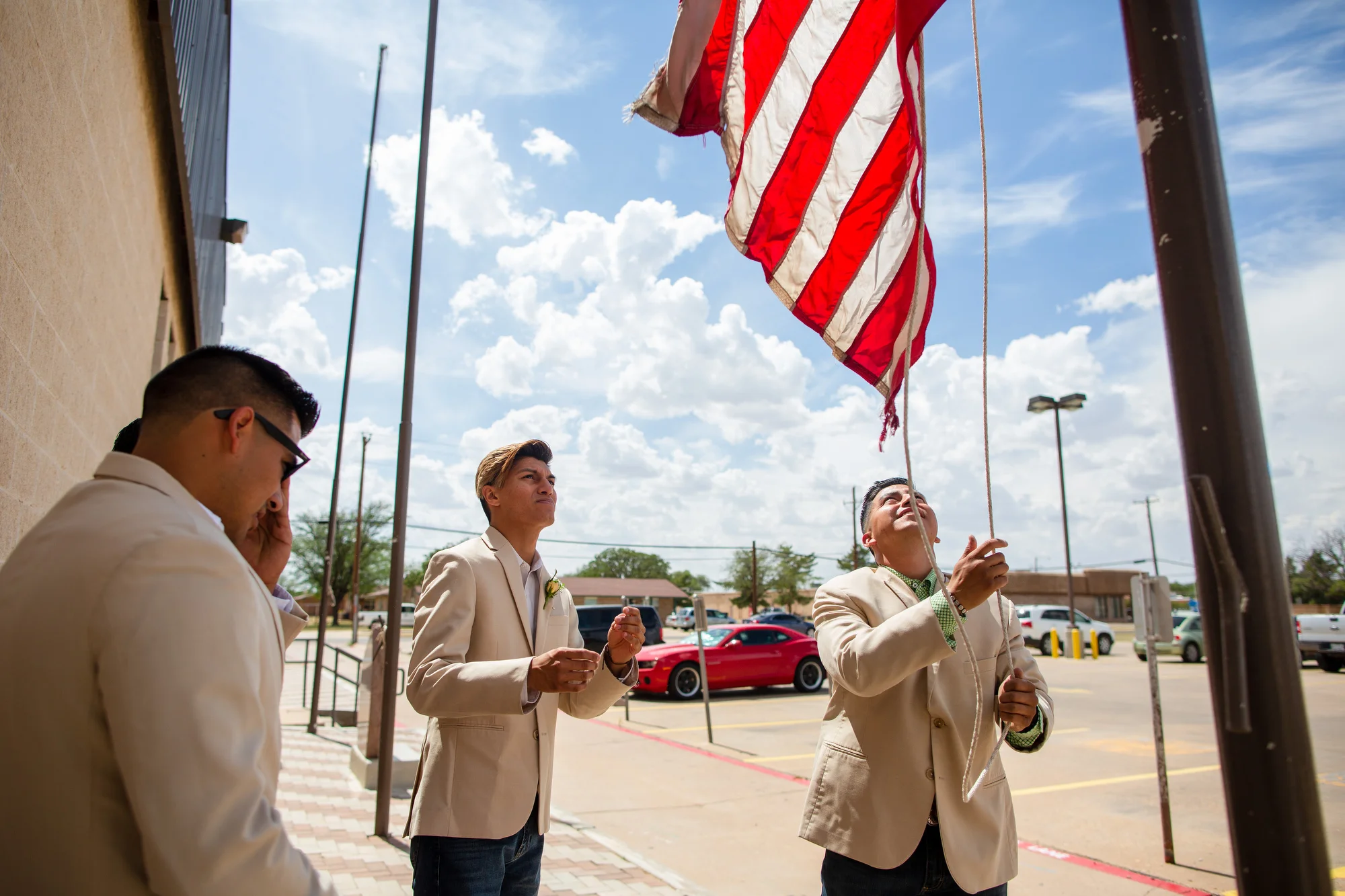  BJ noticed the flags were not flying so he absolutely took time to make sure they were.   