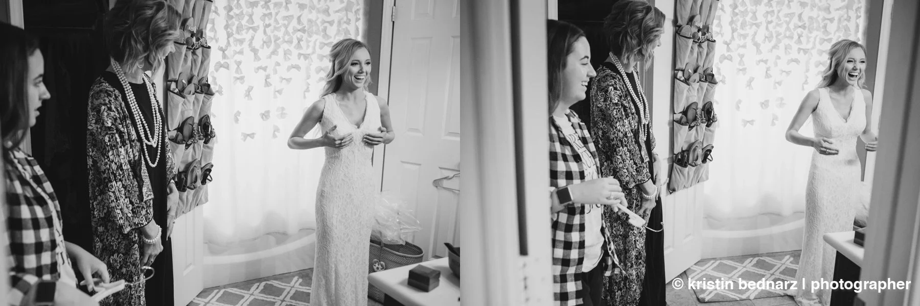  But it did!  I think I have a picture of every bride getting dressed grabbing her chest.  LOL. In Karsi’s case, it’s a thing.  No matter what the outfit.  I was told she has a conversation with “the girls”.  LOL 