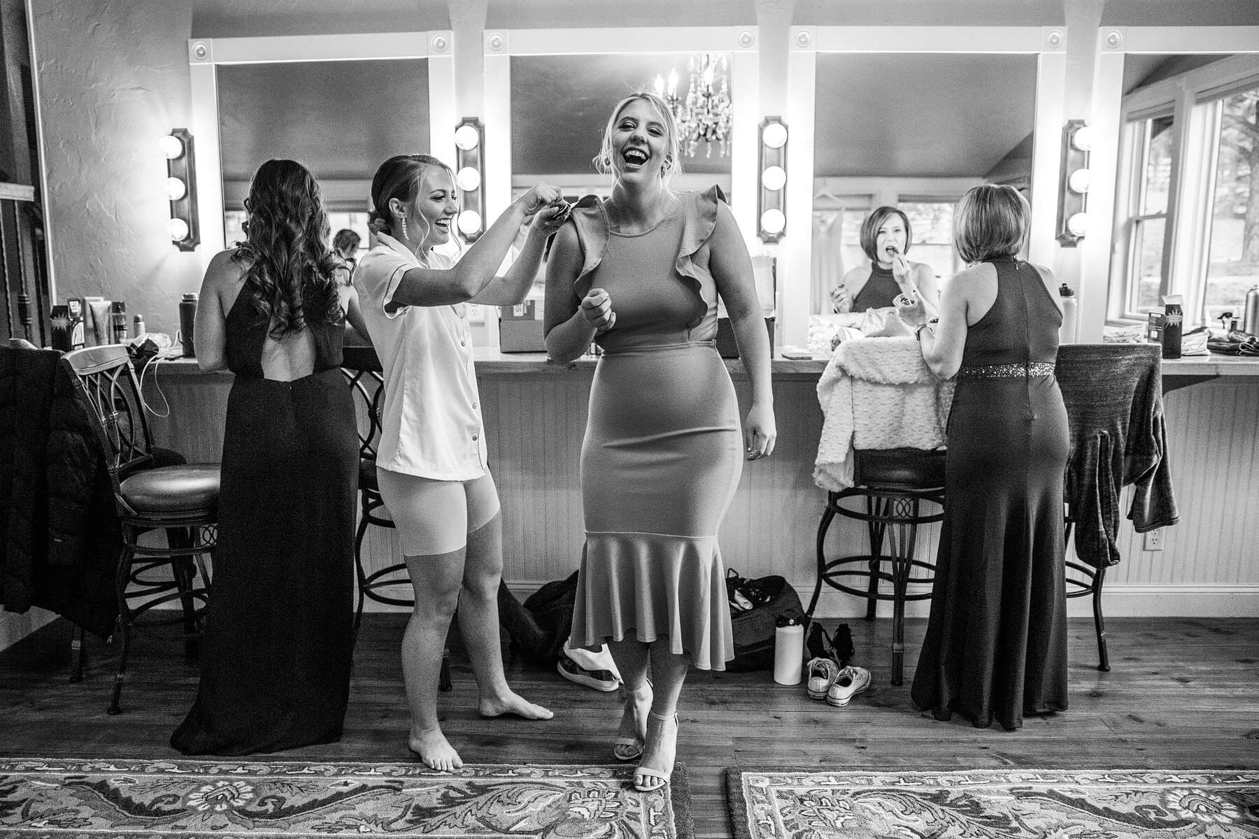  The bride’s room had a lot of laughter and scissor opportunity moments.   