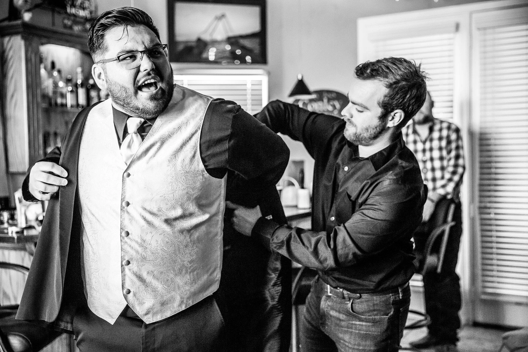  Brannon is a good guy.  He’s got a few good guys that helped him get dressed. And during a pandemic, when the tux rental places are closed and not ordering suits and dressy outfits for guys to get married in, this isn’t easy. 