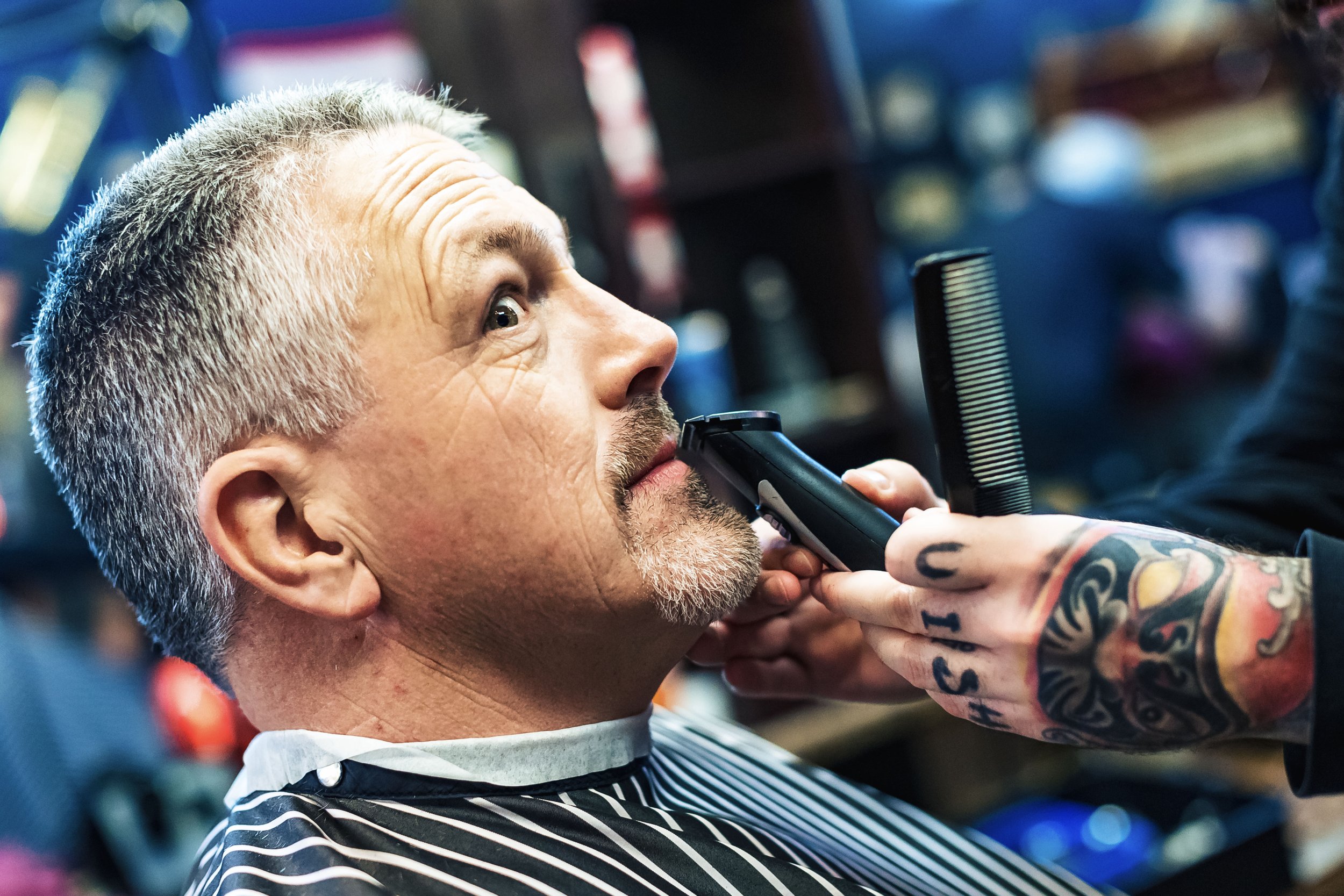  This is the FATHER OF THE BRIDE!  Also known as my brother-in-law.  I think he’s enjoying his shave at the Barber Shop this morning, don’t you think? 