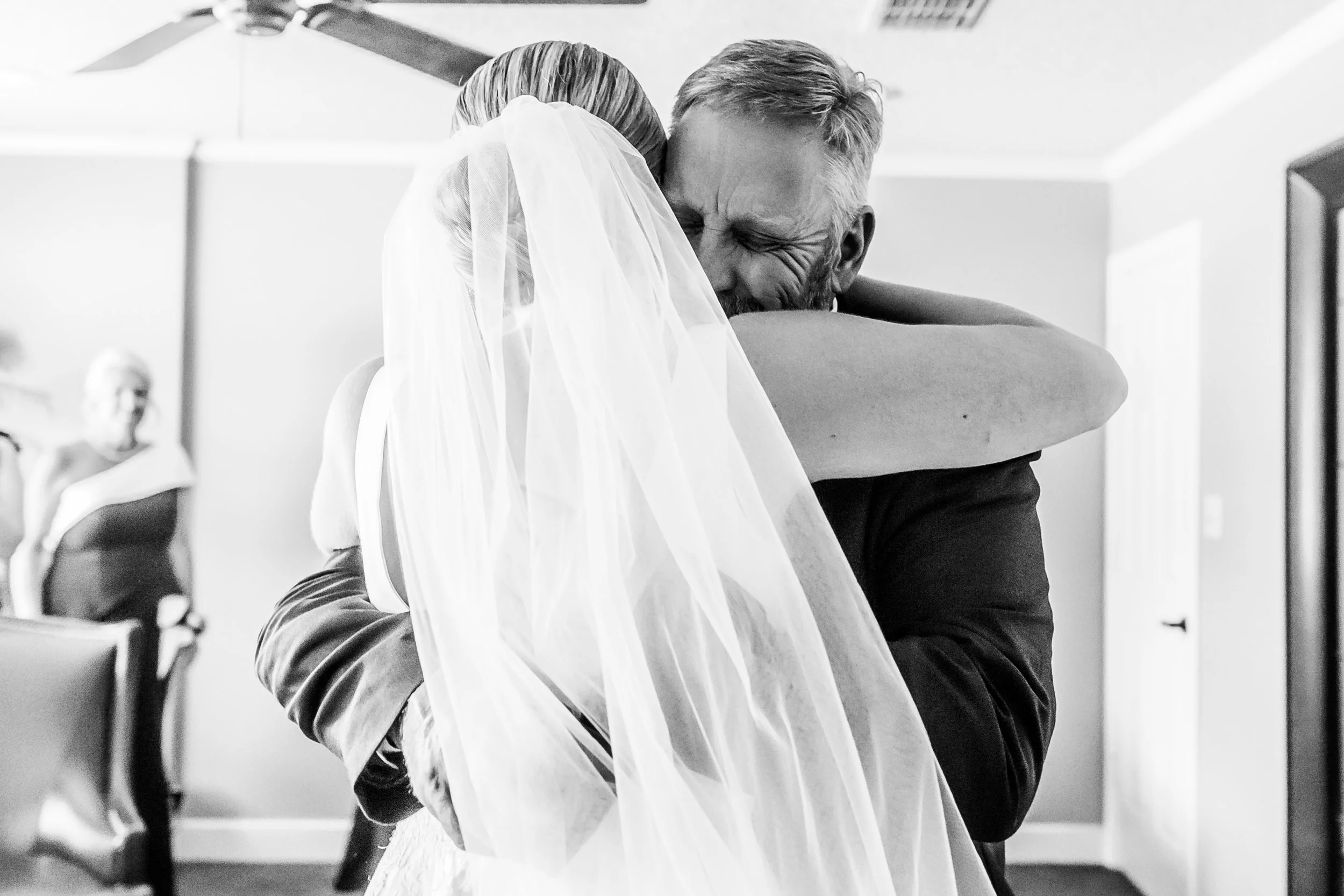  Many brides do not do “First looks” with their groom and instead?  A first look with Dad.  Dad did not disappoint. Although, the next picture?  He may have played a part in getting a makeup retouch.  LOL 