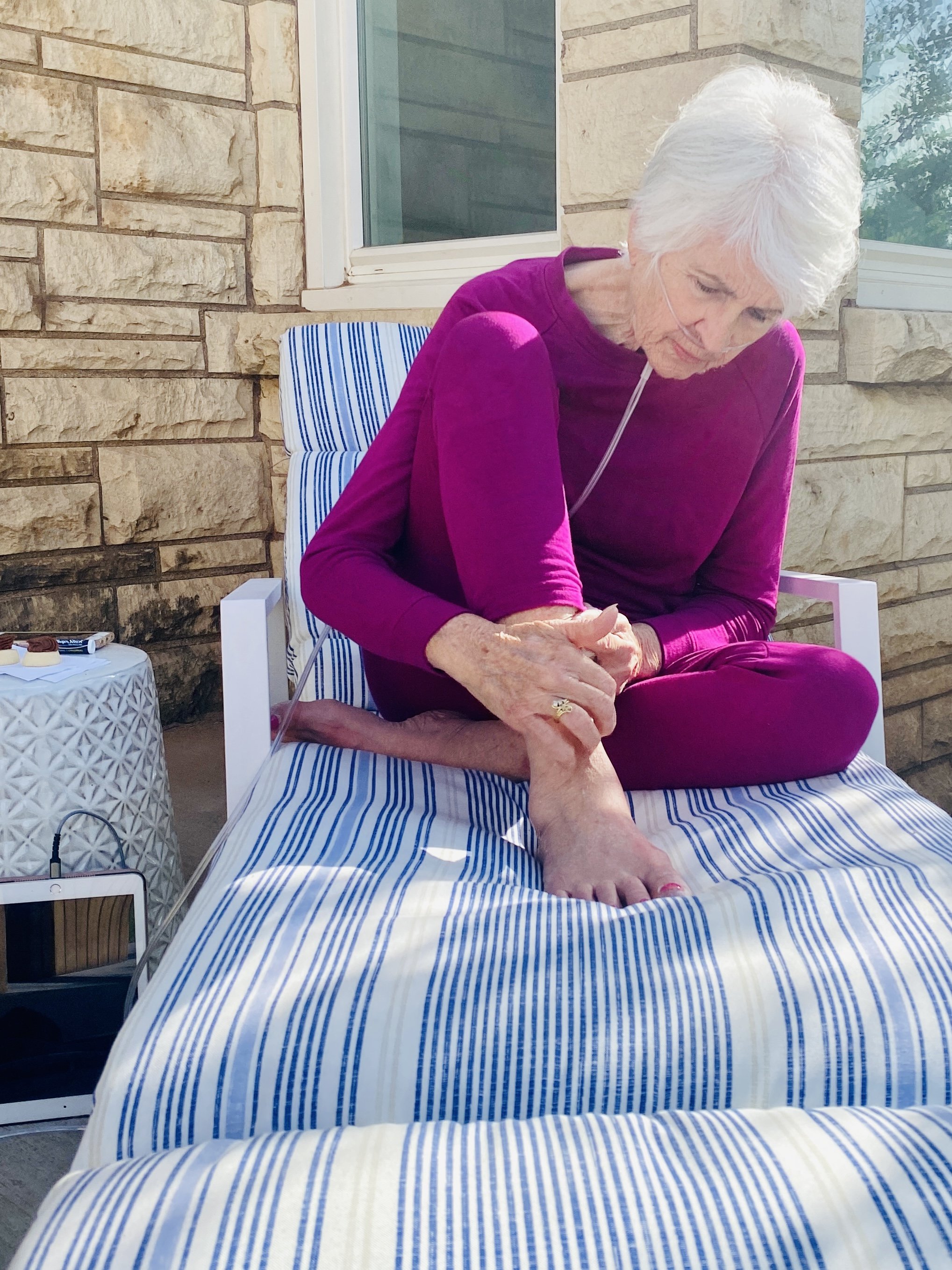  She loved the outdoors!  LOVED IT! I would come home from a session and many times find her hear talking to folks on the phone, or taking naps in the sun. 