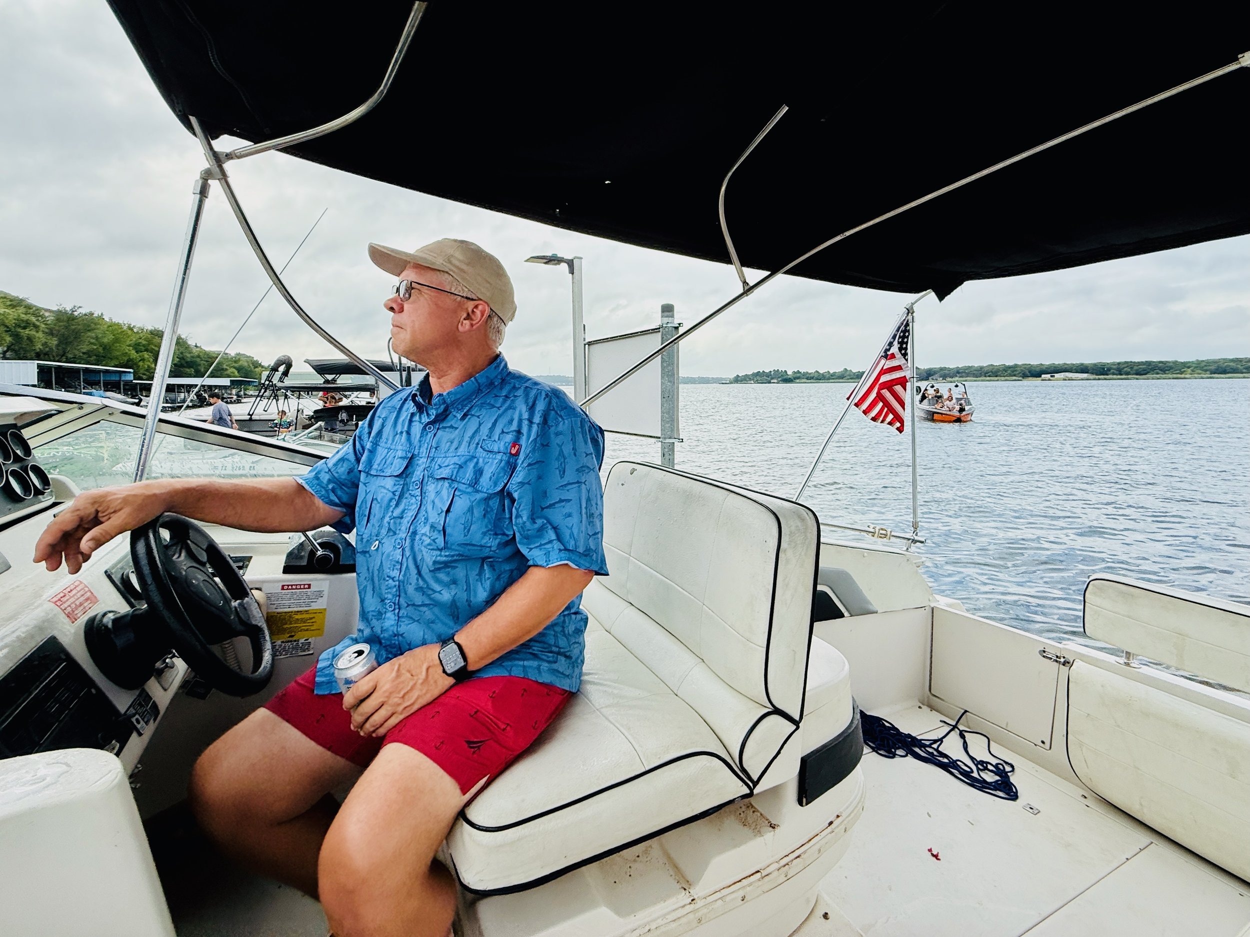  Marcus at the helm? The wheel?  What do I call this? 