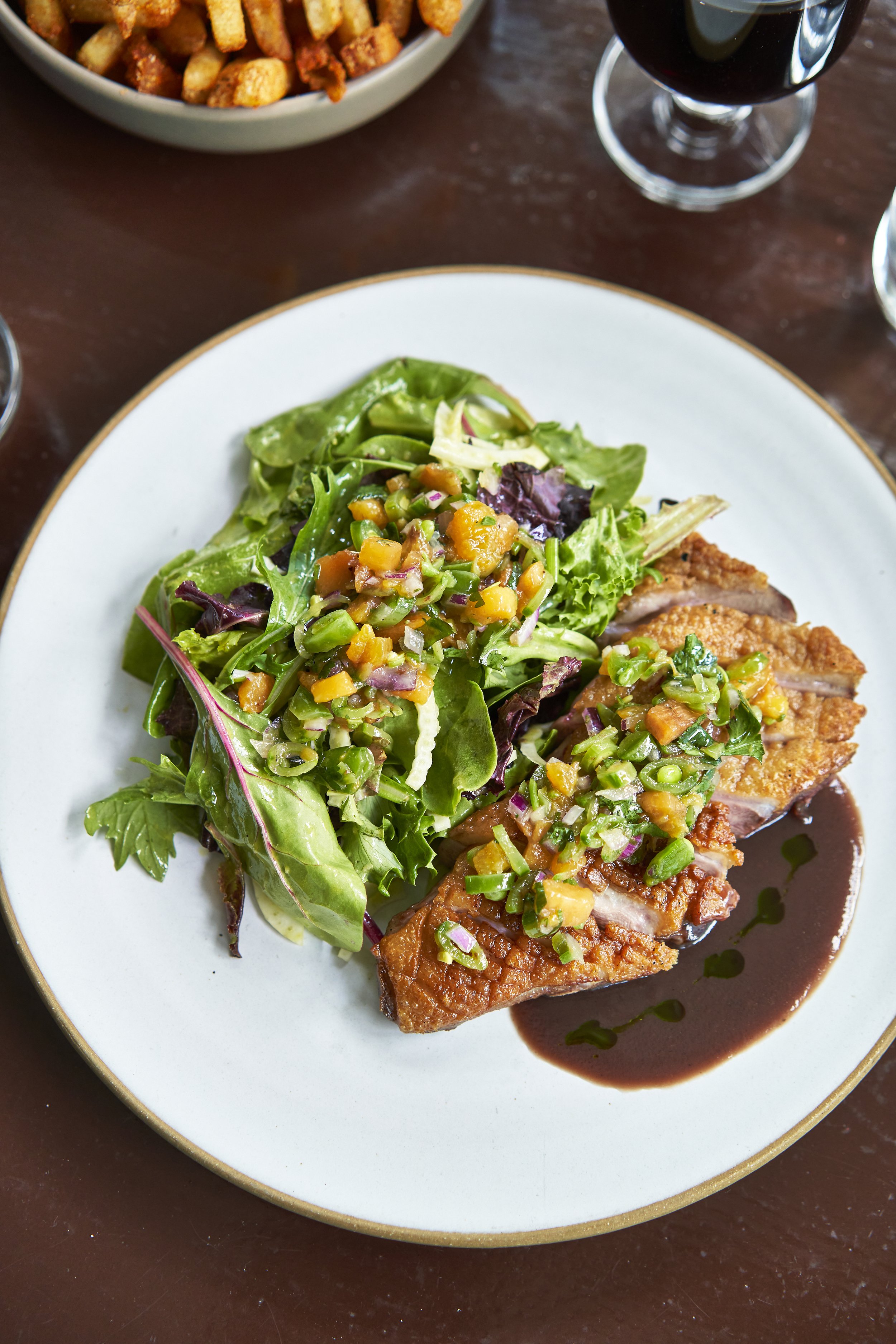 Pan-Seared Duck Breast with Mesclun Salad