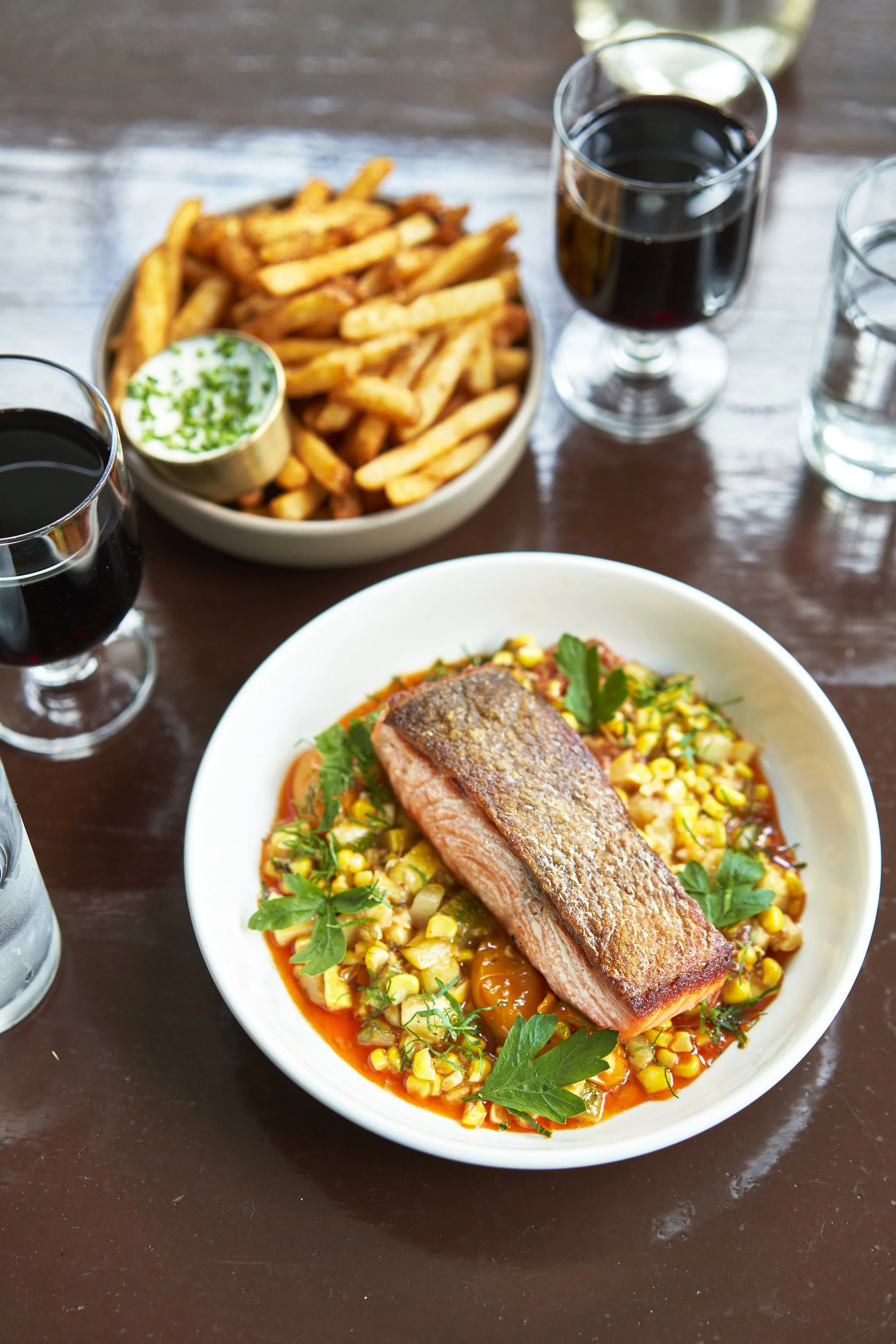 Scottish Steelhead Trout with Corn & Zucchini Succotash