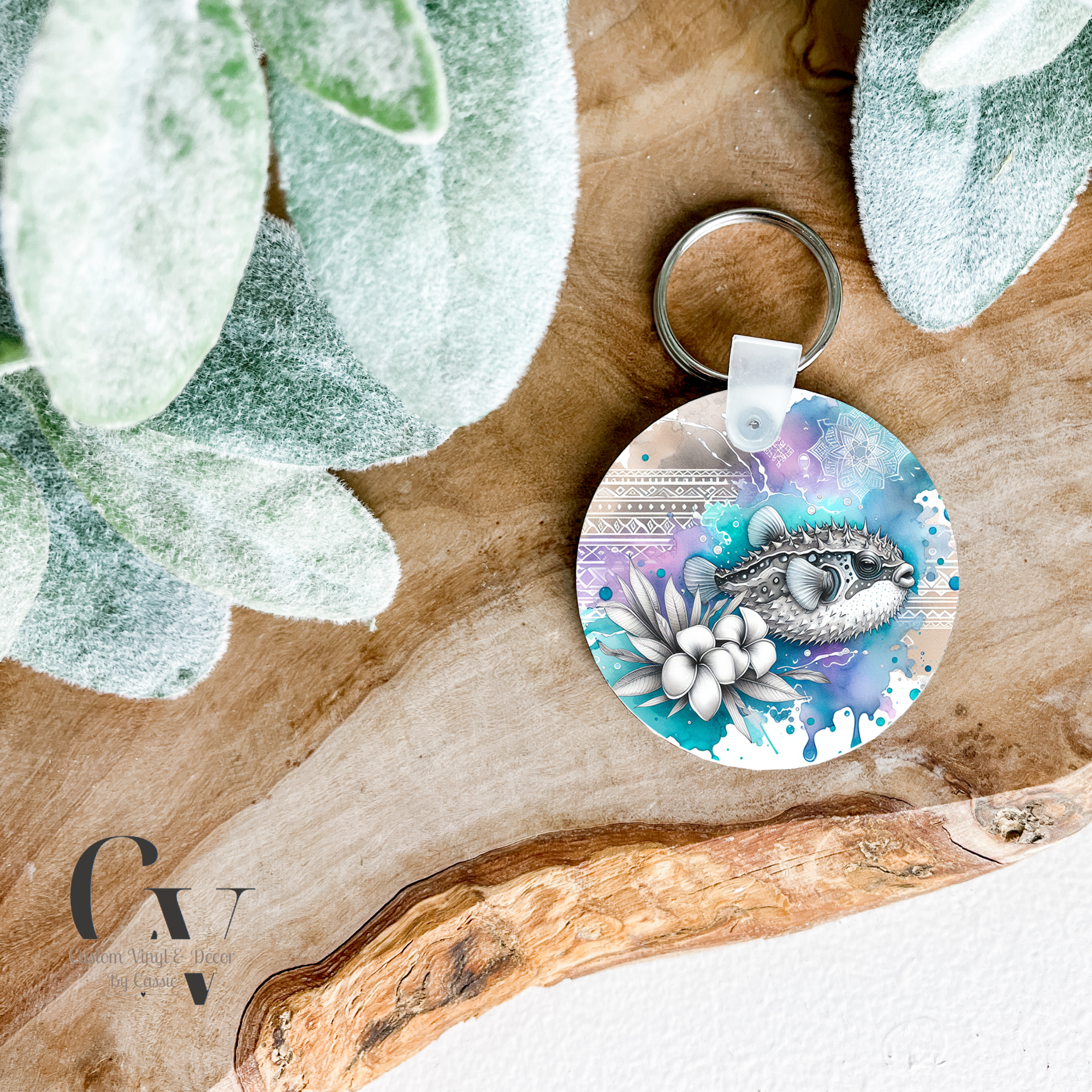 Blue Puffer Fish Keychain