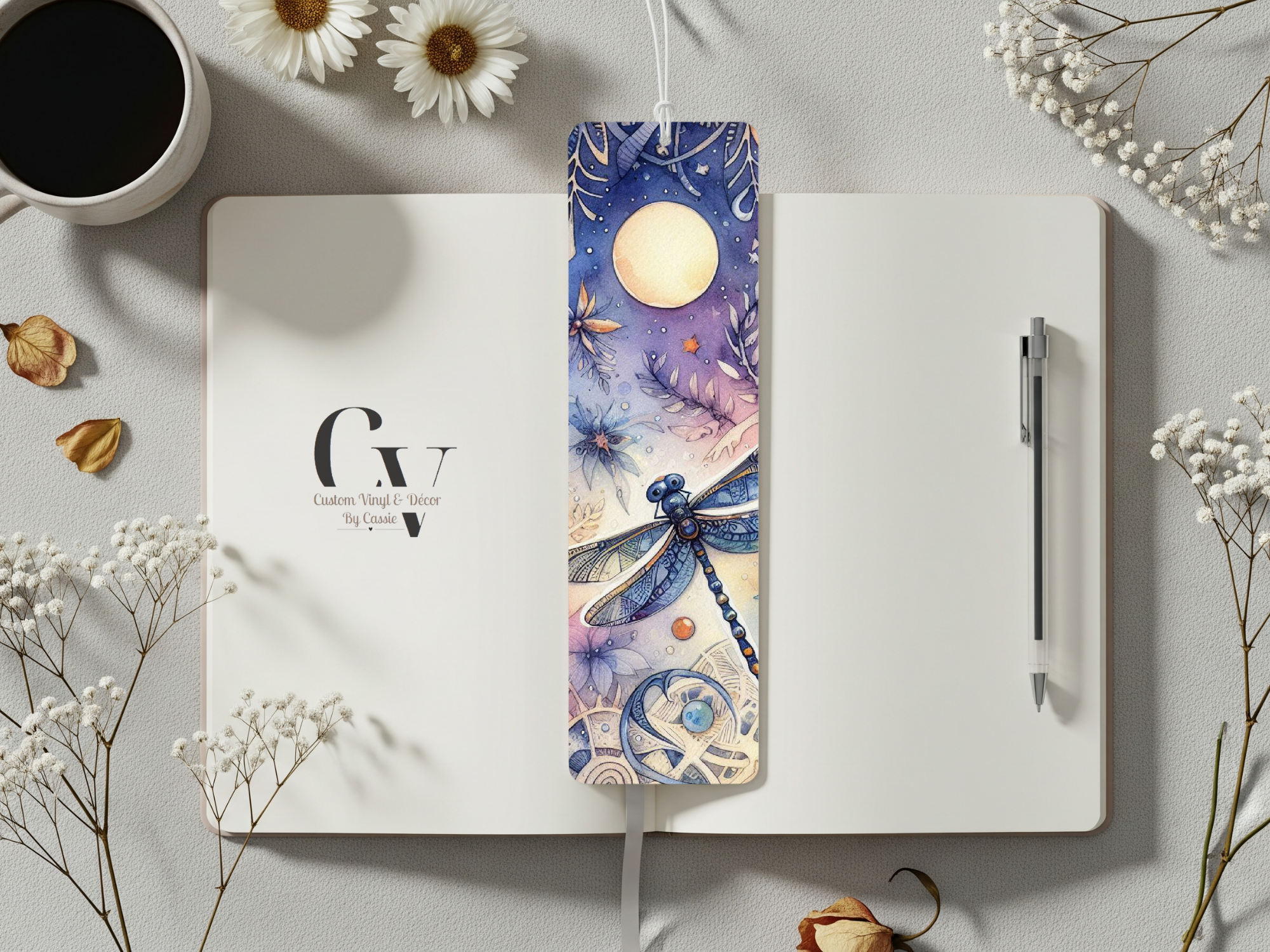 Full Moon Dragonfly Bookmark