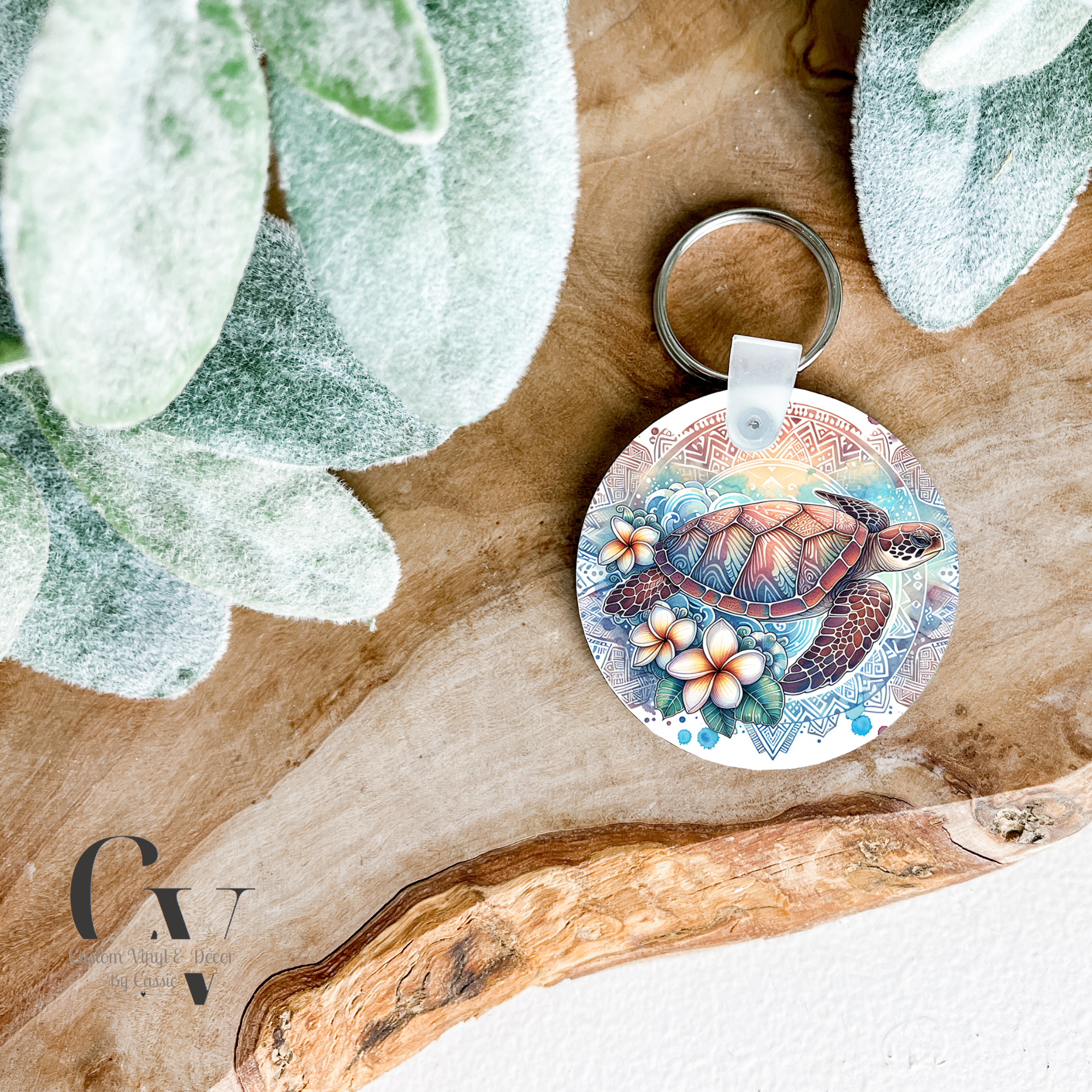 Abstract Sea Turtle Keychain