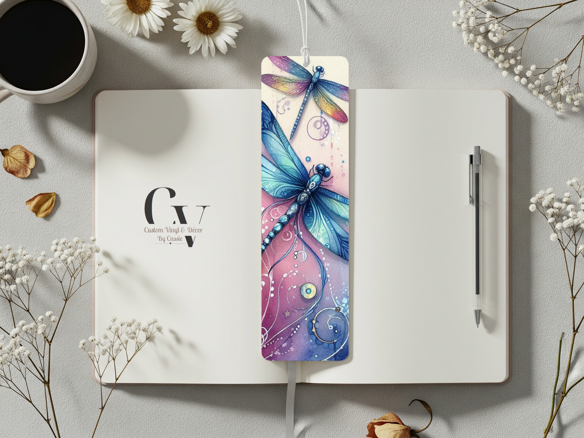 Pink Dragonfly Bookmark