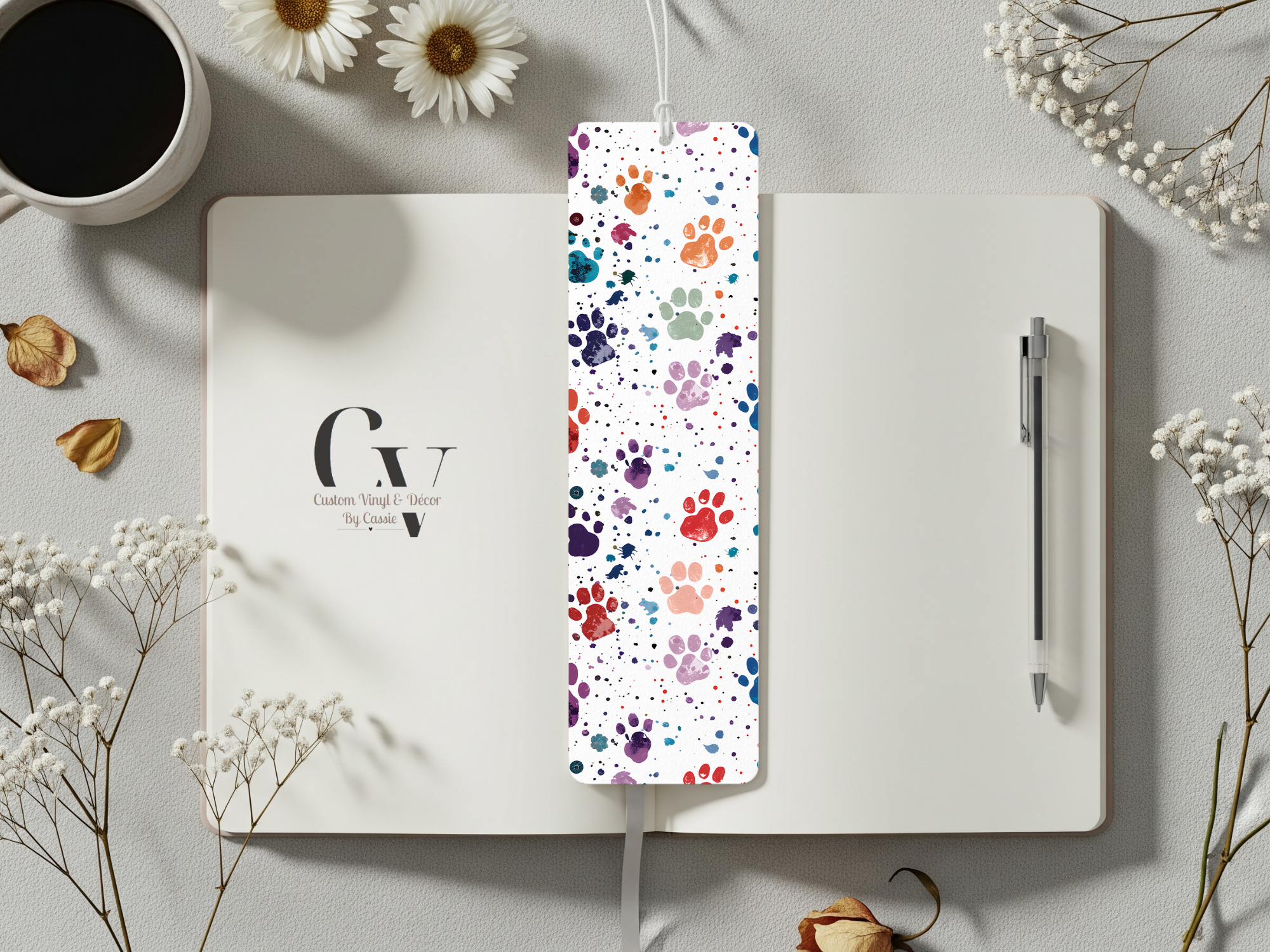 Colorful Paw Print Bookmark