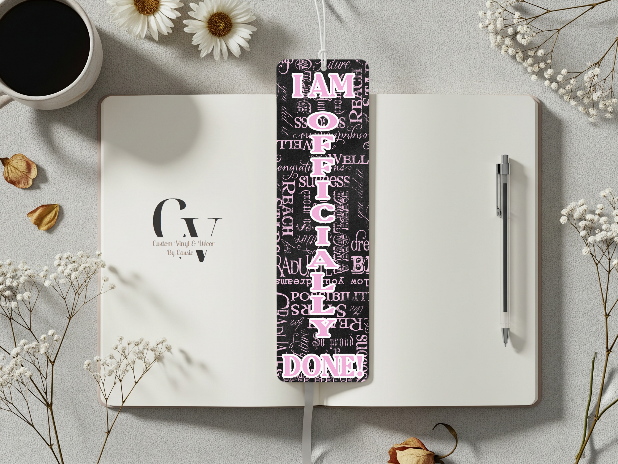 Pink Officially Done Bookmark