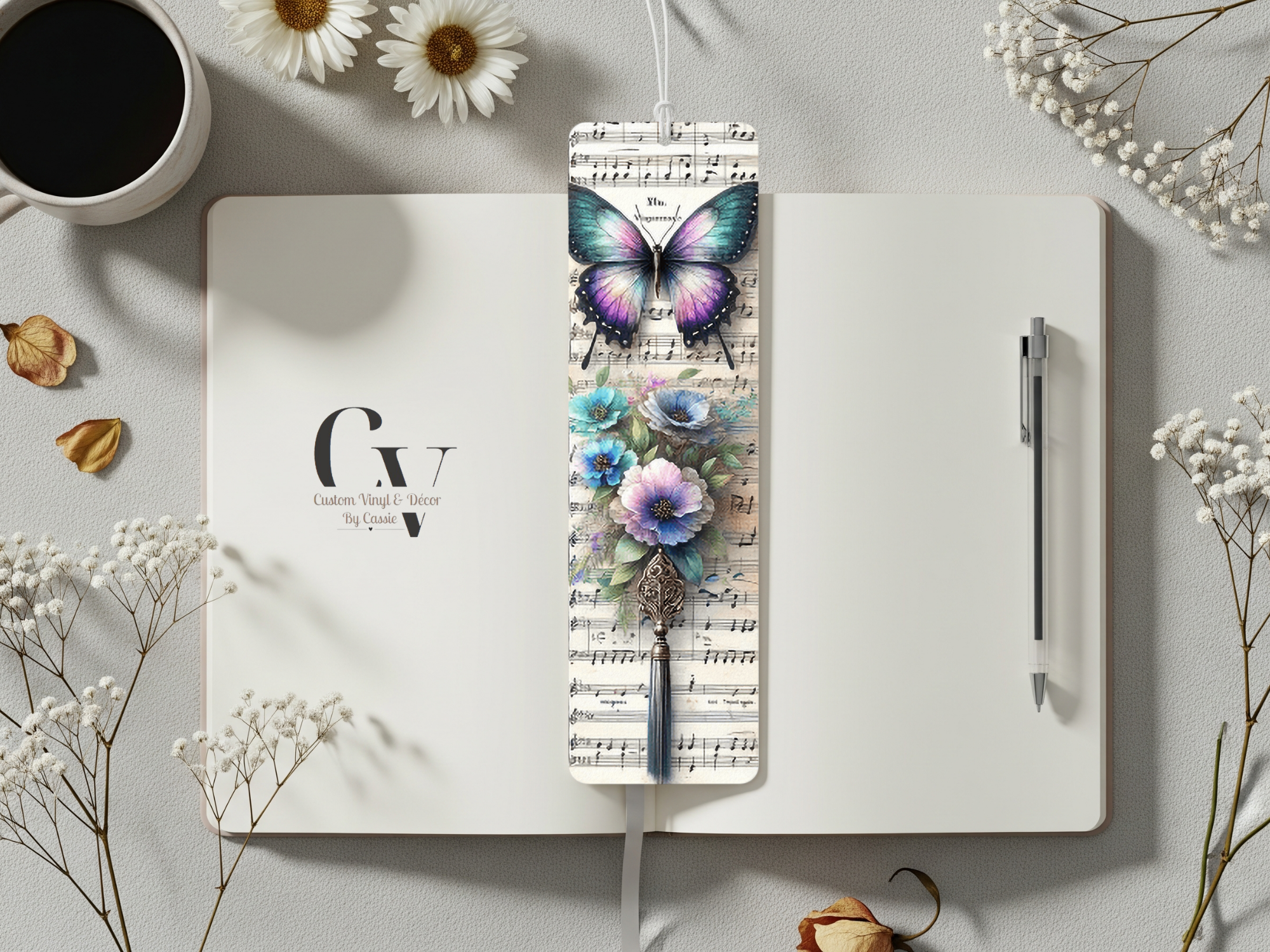 Purple Butterfly Note Bookmark