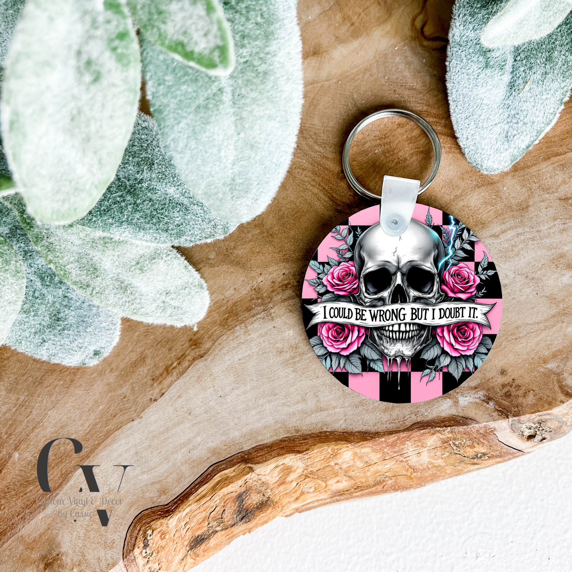 Checkered I Could Be Wrong Keychain