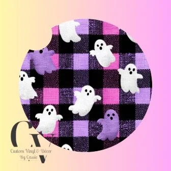Plaid Ghost Car Coaster Set