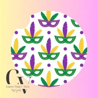 Mardi Gras Car Coaster Set