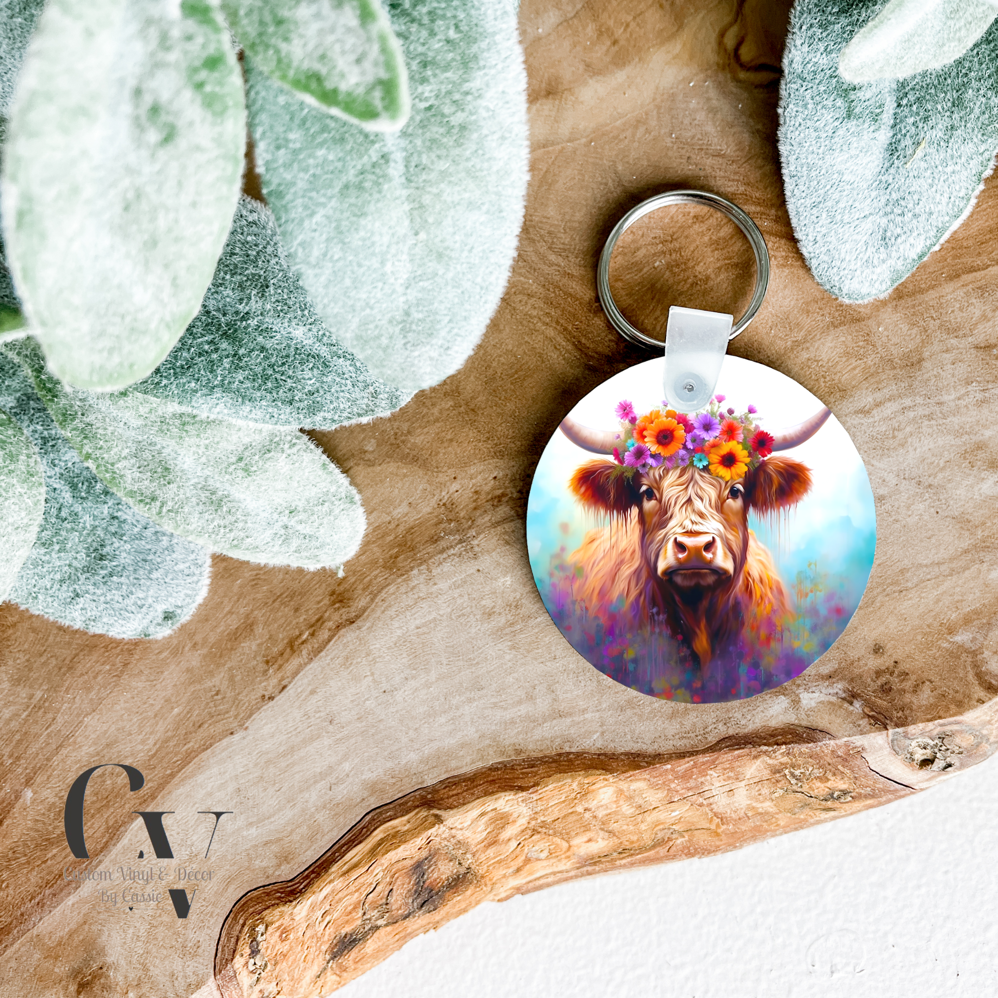 Painted Cow Keychain