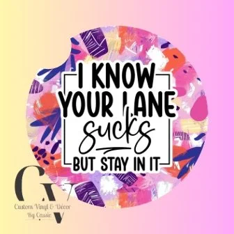 Your Lane Sucks Purple Car Coaster Set